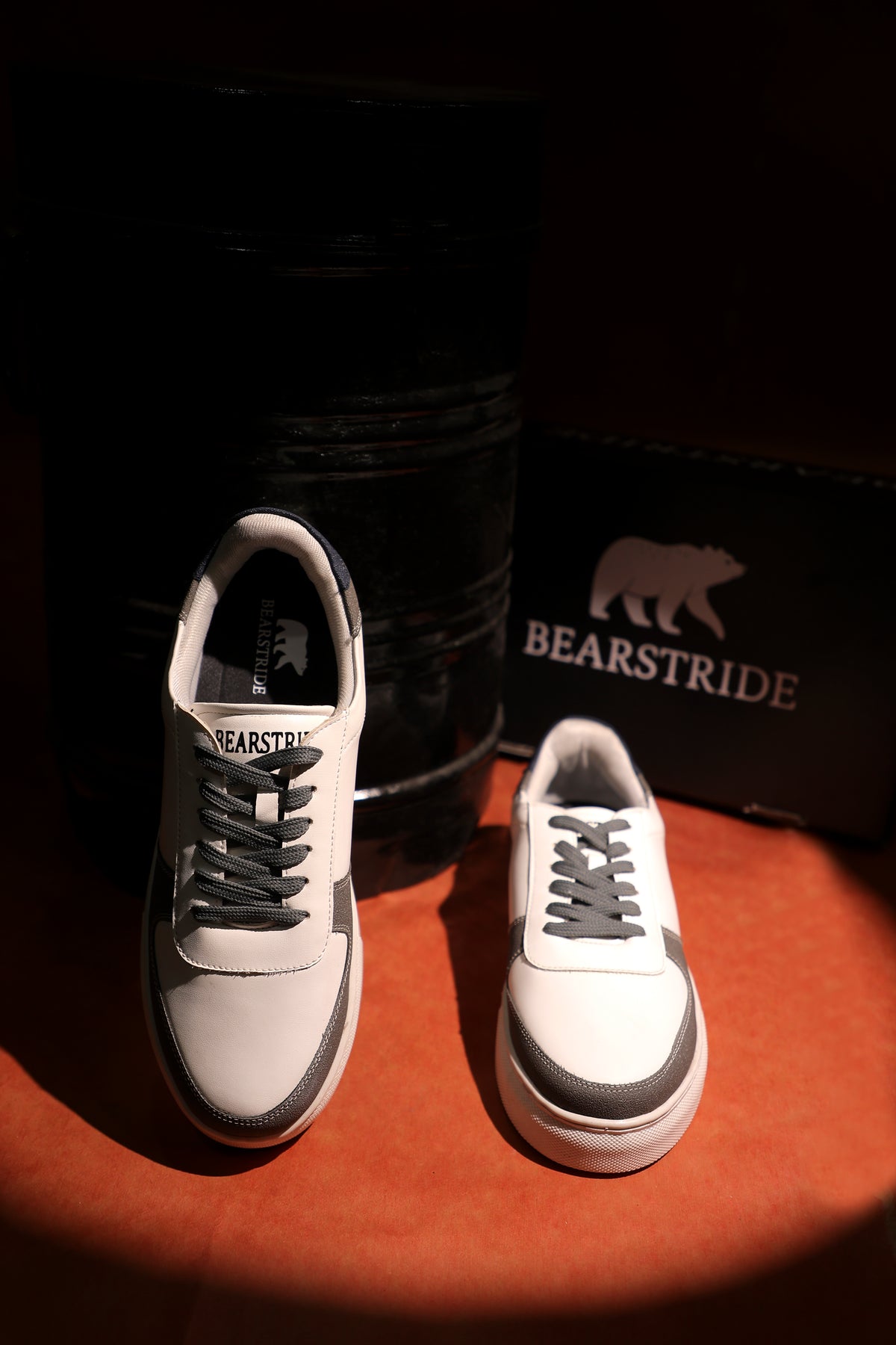 Bearstride Urban Casual Sneakers – Men’s White Streetwear Shoes (White | Steel Grey | Navy Blue, UK Footwear Size System, Adult, Men, Numeric, Medium)