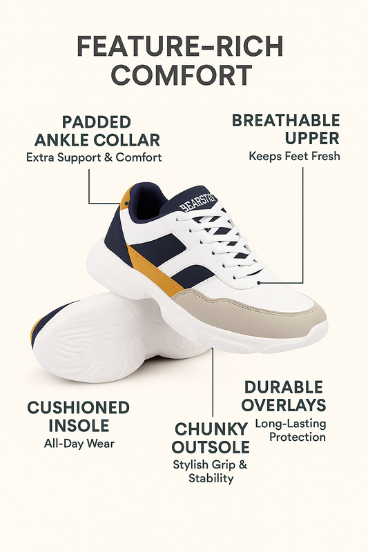 Bearstride Men’s Chunky Sneakers – Bold, Lightweight & Comfortable Shoes | Stylish Casual & Gym Wear | Durable Running & Walking Shoes