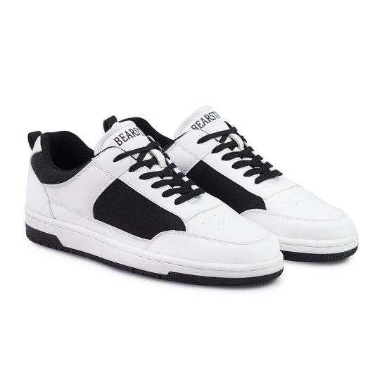 Bearstride Men's White Casual Sneakers – Dual-Tone Stylish Shoes with Color Accents – Comfortable, Lightweight & Perfect
