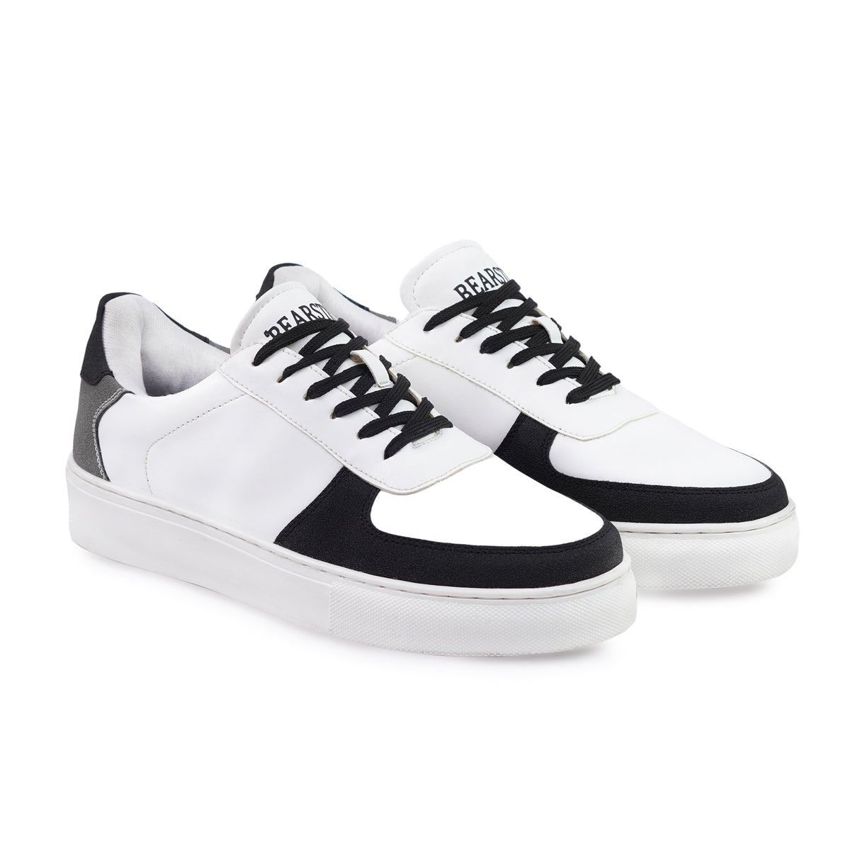 Bearstride Urban Casual Sneakers – Men’s White Streetwear Shoes (White | Jet Black | Charcoal, UK Footwear Size System, Adult, Men, Numeric, Medium)