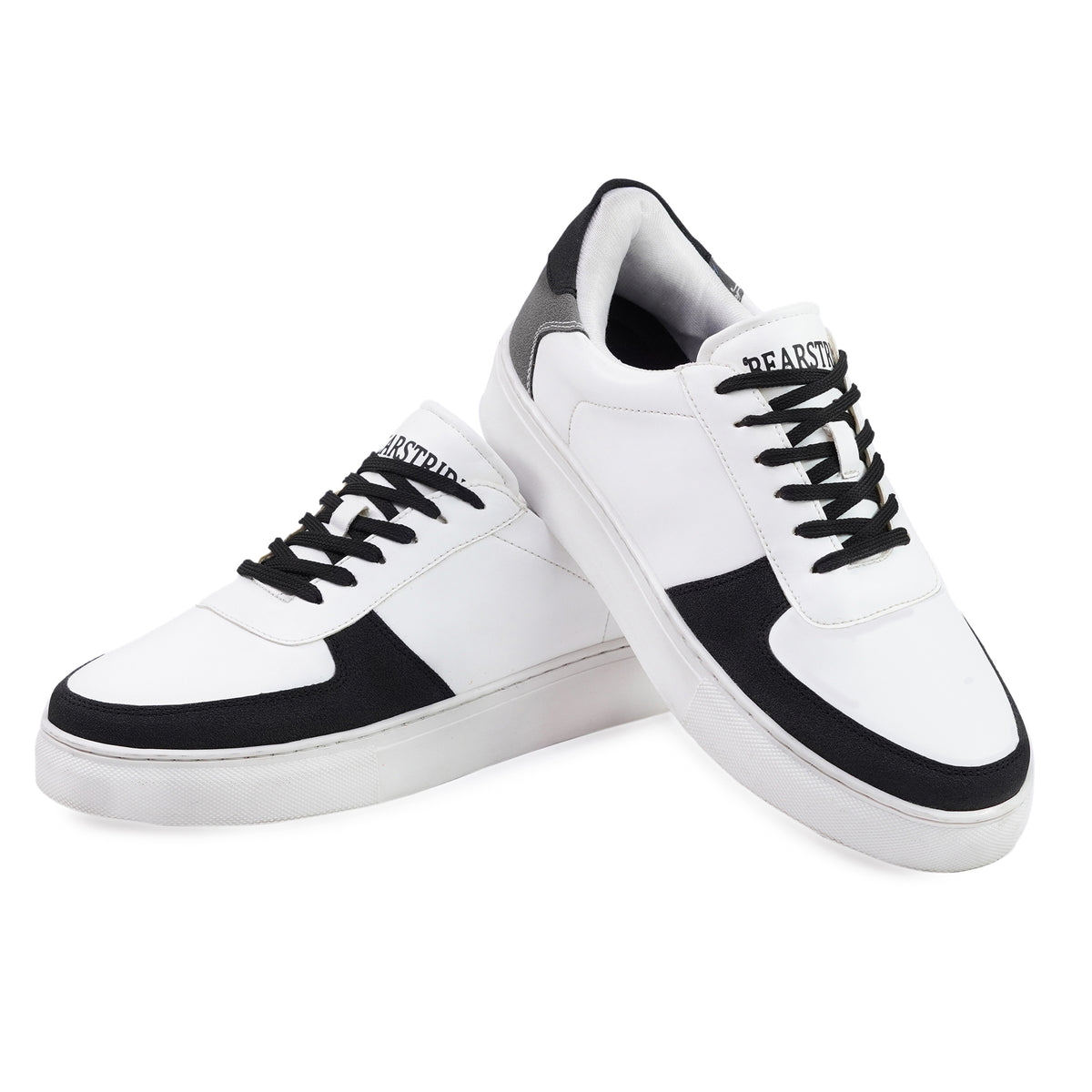 Bearstride Urban Casual Sneakers – Men’s White Streetwear Shoes (White | Jet Black | Charcoal, UK Footwear Size System, Adult, Men, Numeric, Medium)