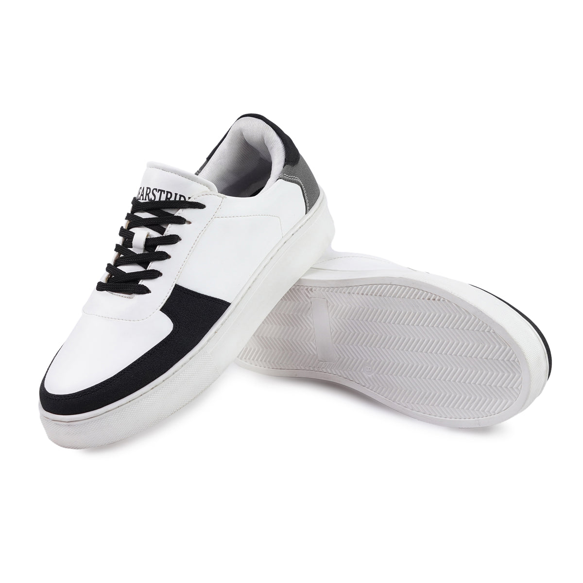 Bearstride Urban Casual Sneakers – Men’s White Streetwear Shoes (White | Jet Black | Charcoal, UK Footwear Size System, Adult, Men, Numeric, Medium)