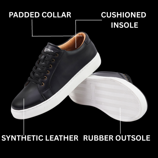 Bearstride Classic Low-Top Sneakers, Leather, White Sole (Black, UK Footwear Size System, Adult, Men, Numeric, Medium)