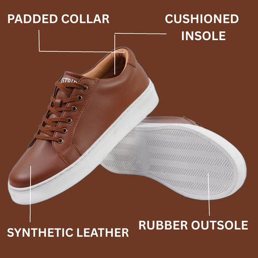 Bearstride Classic Low-Top Sneakers, Leather, White Sole (TAN, UK Footwear Size System, Adult, Men, Numeric, Medium)