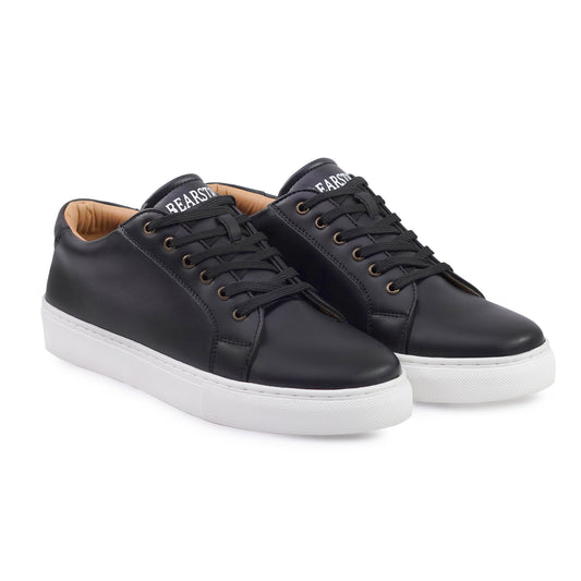 Bearstride Classic Low-Top Sneakers, Leather, White Sole (Black, UK Footwear Size System, Adult, Men, Numeric, Medium)