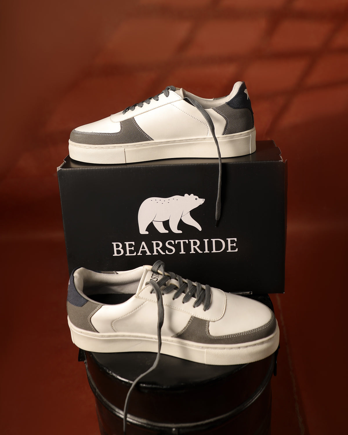 Bearstride Urban Casual Sneakers – Men’s White Streetwear Shoes (White | Steel Grey | Navy Blue, UK Footwear Size System, Adult, Men, Numeric, Medium)